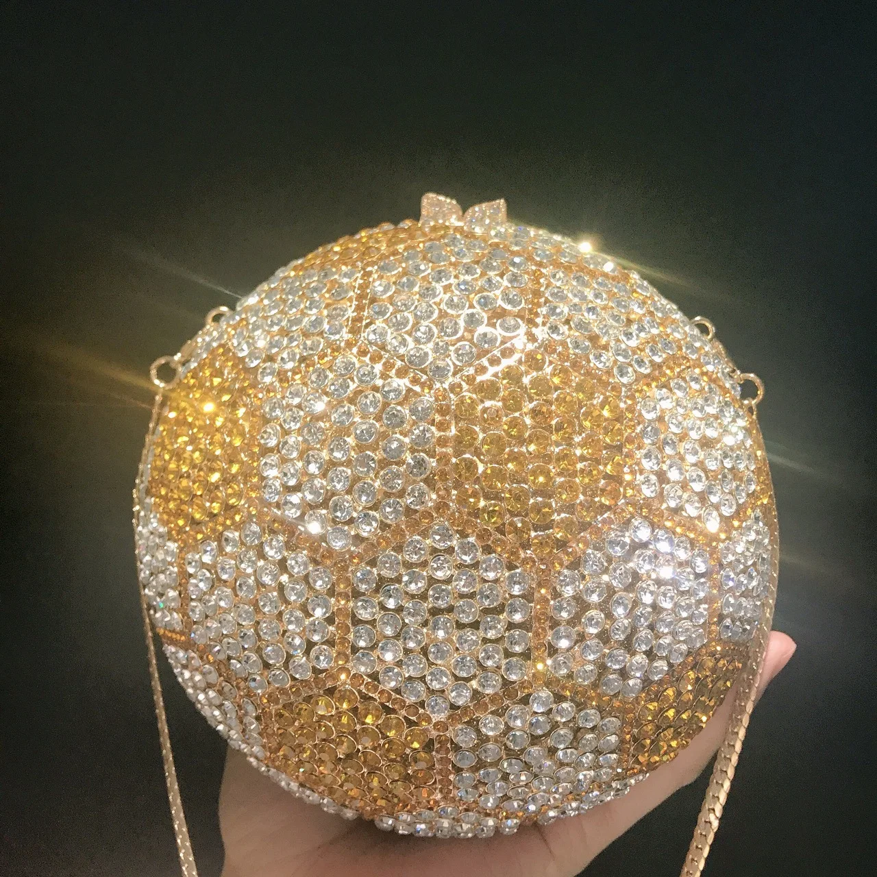 

Elegant Women Gold Evening Bags Football Stones Clutches Bags For Wedding Party Bridal Rhinestone Clutch Bag Purses and Handbags