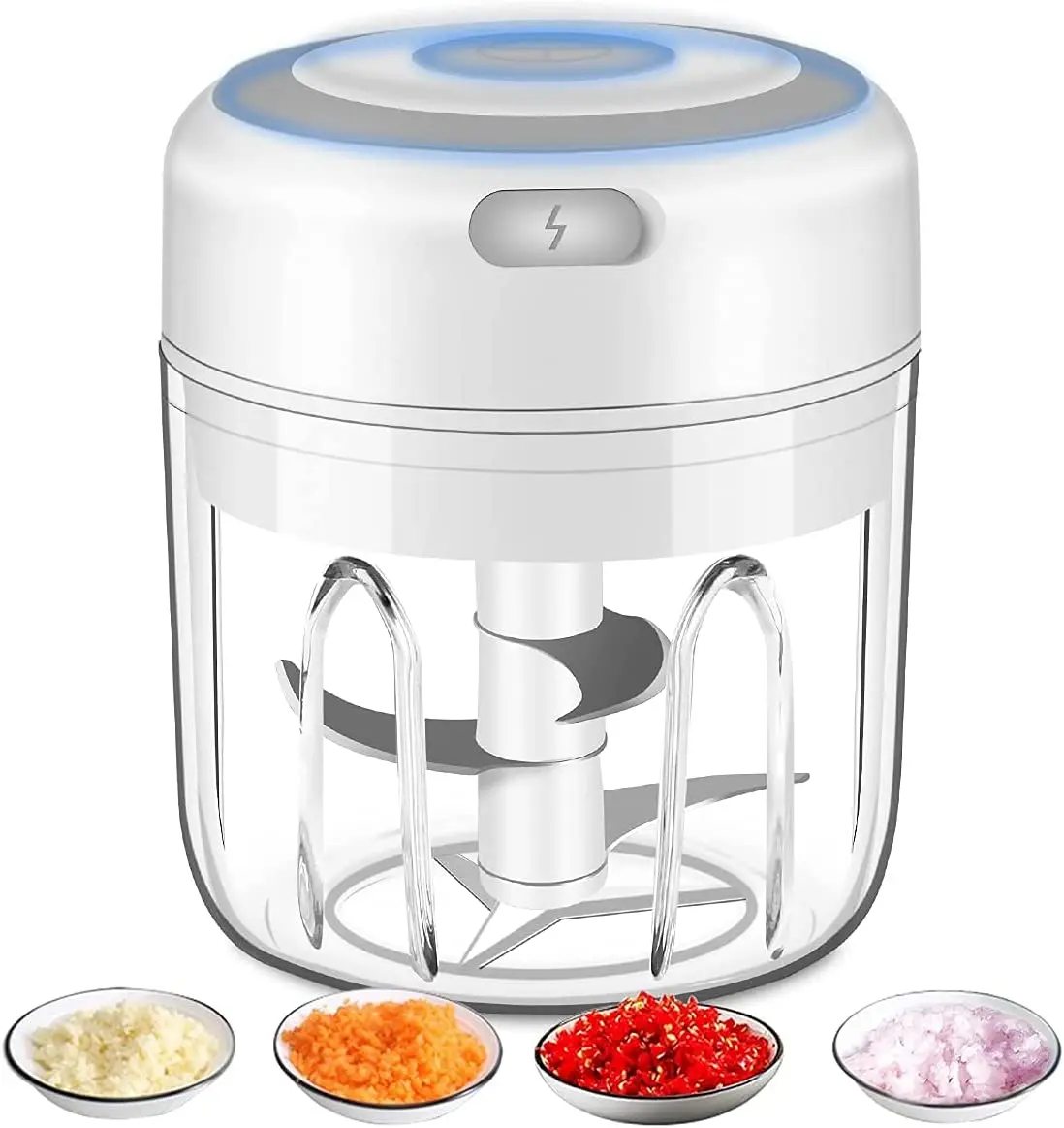 Electric Mini Garlic Chopper, Portable Food Processor, Vegetable Chopper Onion Mincer, Cordless Meat Grinder with USB Charging