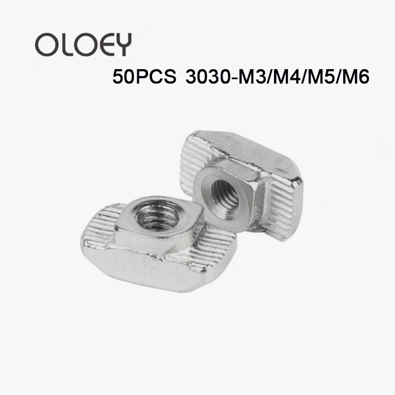 

50pcs M3 M4 M5 M6 3030 Hammer Nut T Type Nut Bolt Nickel Plated Carbon Steel Aluminum Profile With Slot Groove