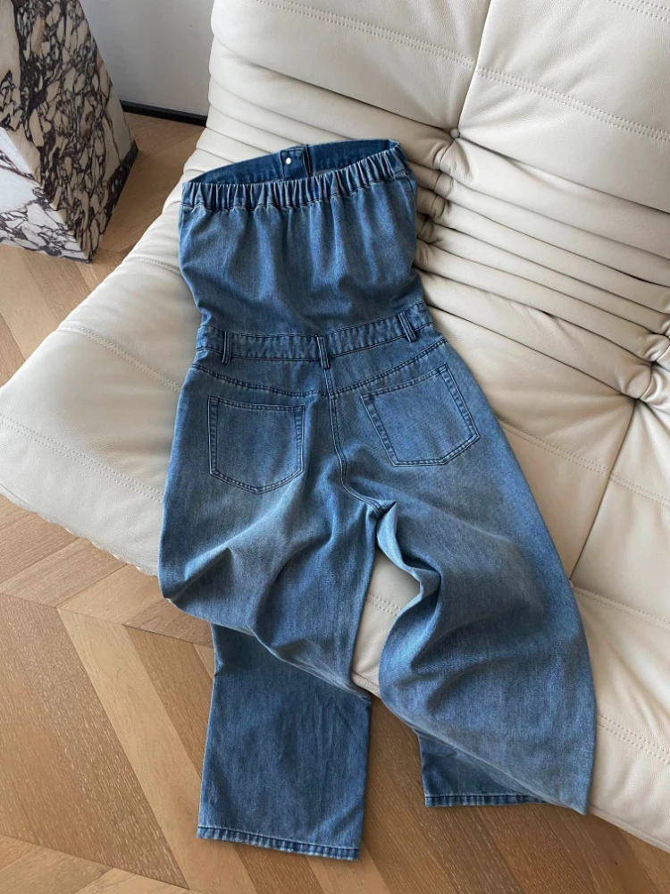 2023 Summer Sexy Strapless High Waist Blue Denim Rompers Women Jumpsuits Casual Streetwear High Quality Classic Overalls Jean