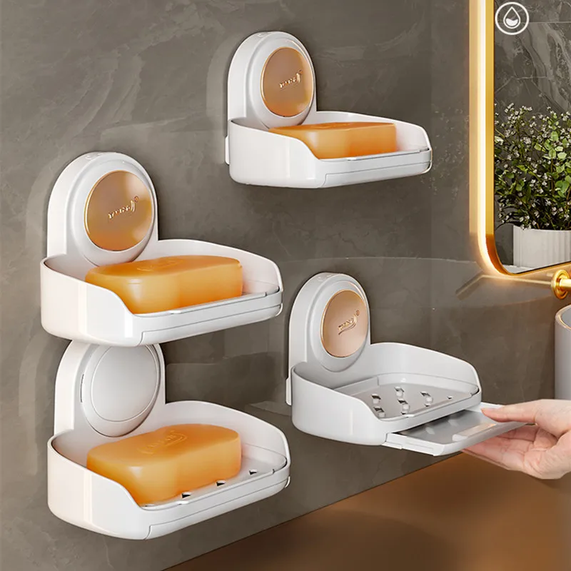 

Двухслойный держатель для мыла на присоске, сушилка для губки, настенное крепление, подставка для ванной комнаты