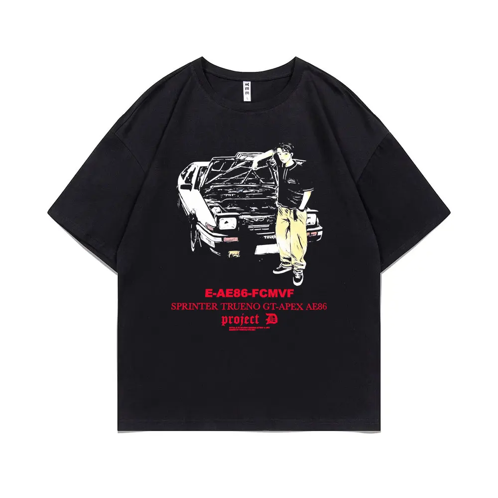 

Anime Initial D Toyota 1985s AE86 Fcmvf Sprinter Trueno Gt Apex Print T Shirt Fujiwara Takumi Tshirt Manga Men Drift Car T-shirt
