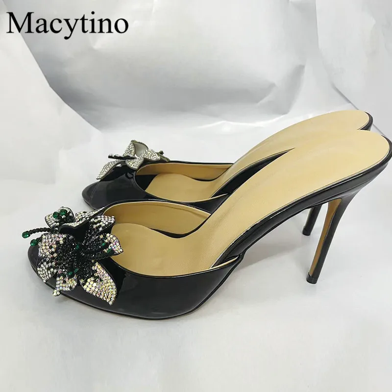 Flowers Gypsophila Design Ladies High Heel Slippers Round Toe Stiletto High Heel Fashion Party High Heel Slippers