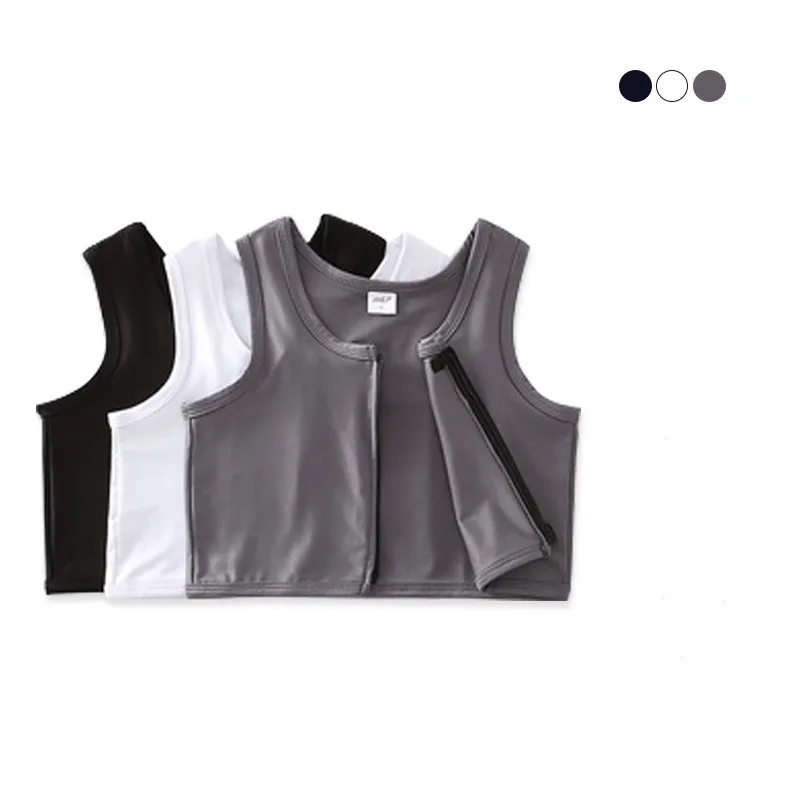 

Tomboy Zipper Chest Binder Lesbian Binder Breathable Breast Binder No Bandage FTM Trans Binder Flat Students Cosplay Sportswear