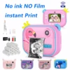 Instant Print Kids Camera 1080P Rechargeable Kids Camera for Girls Video Camera with 32G SD Card for 6-12 Years Old Birt Child 2