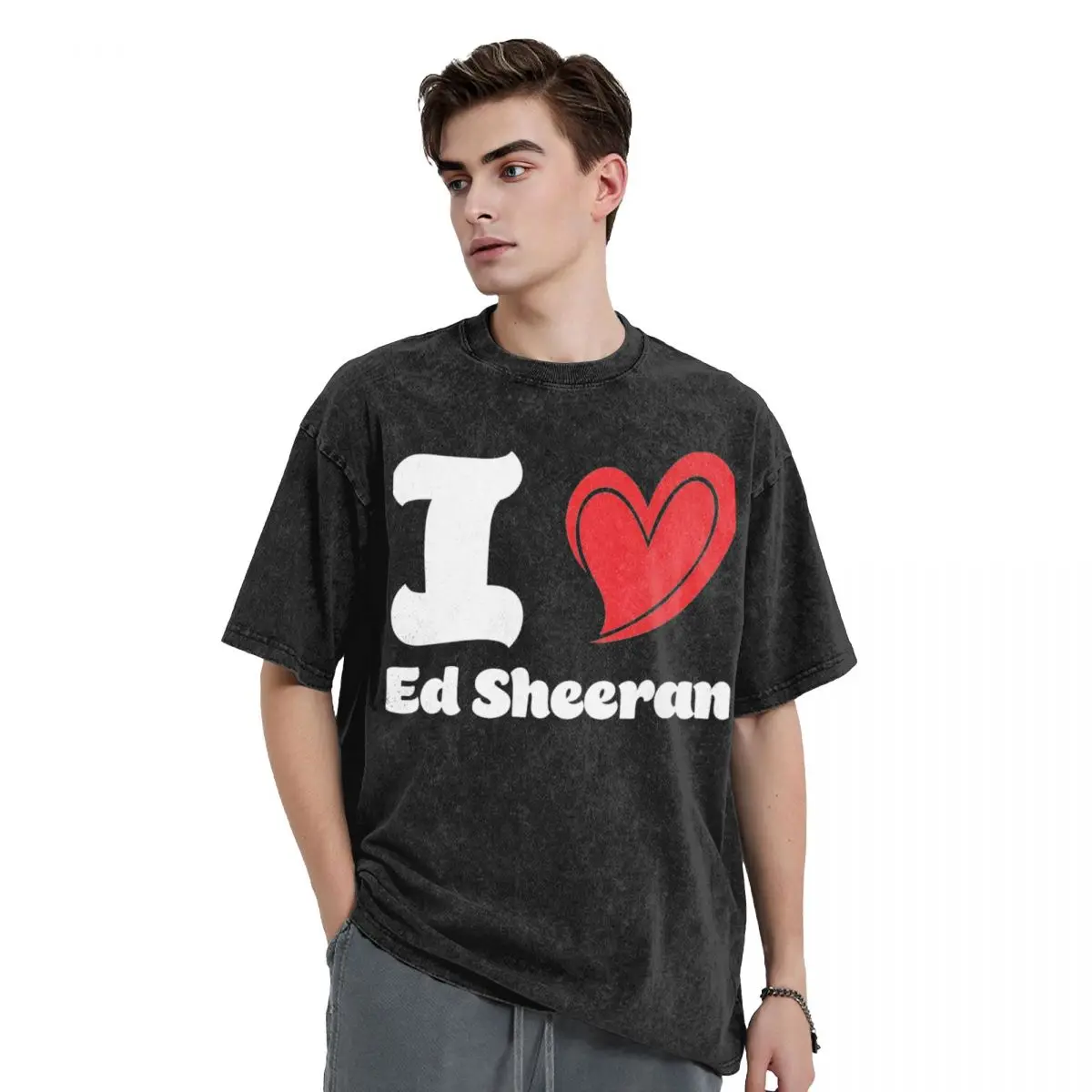 Футболка с надписью I Love Ed Sheeran Пляжная футболка Y2K в стиле ретро свободная