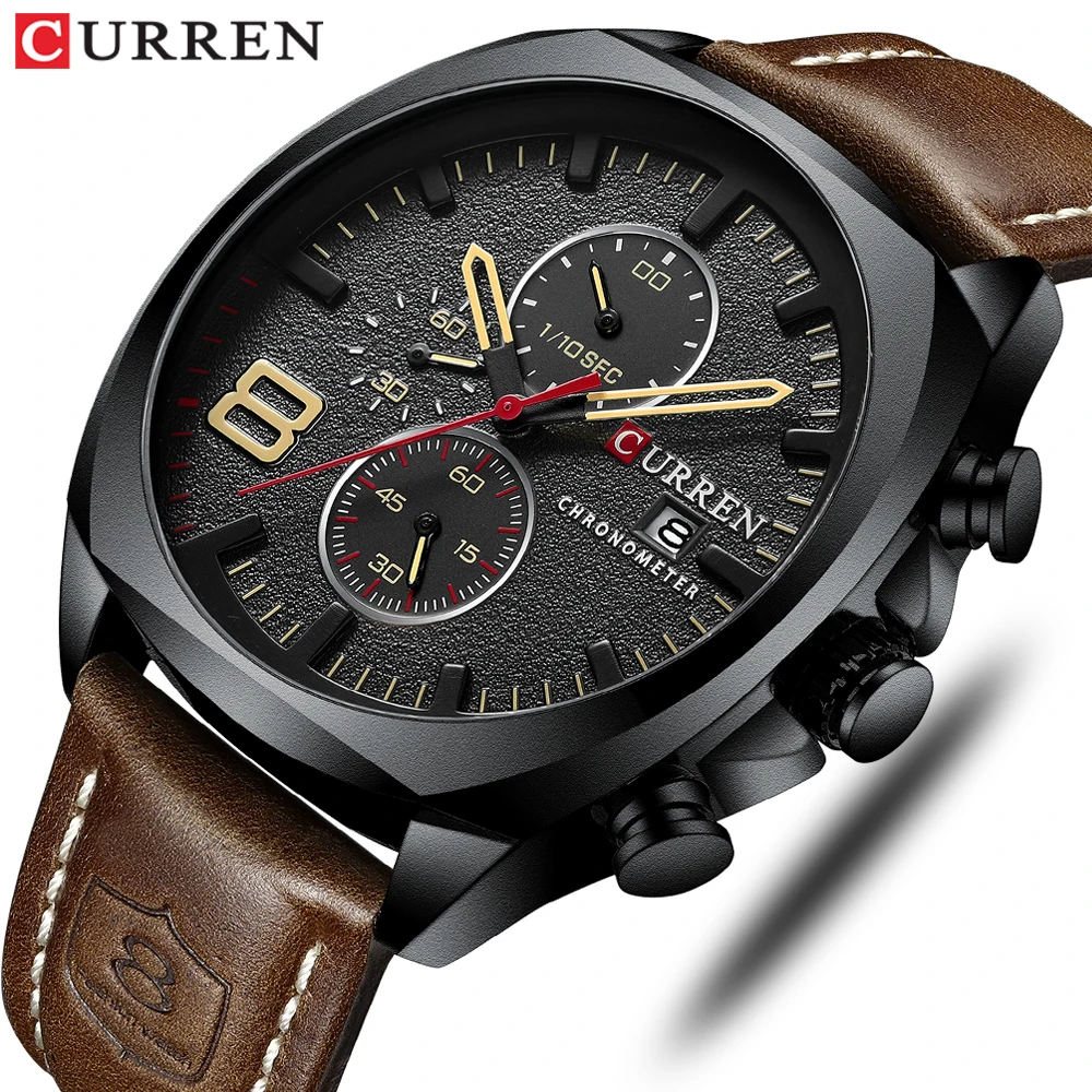 

CURREN Fashion Business Leather Men Watches Analog Quartz Watch Men Sport Military Waterproof Dropshipping WristWatch Male Clock