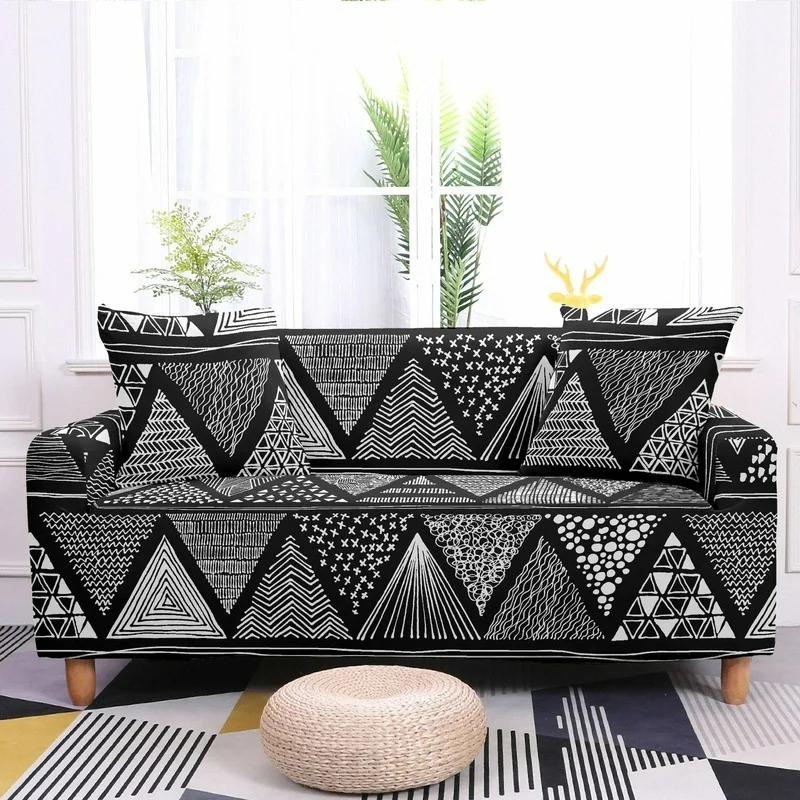 

Geometric Pattern Stretch Sofa Cover Plaid Series 1/2/3/4 Seat Corner Couch Covers L Shape Anti-fouling Sofa Chaise Cover Lounge