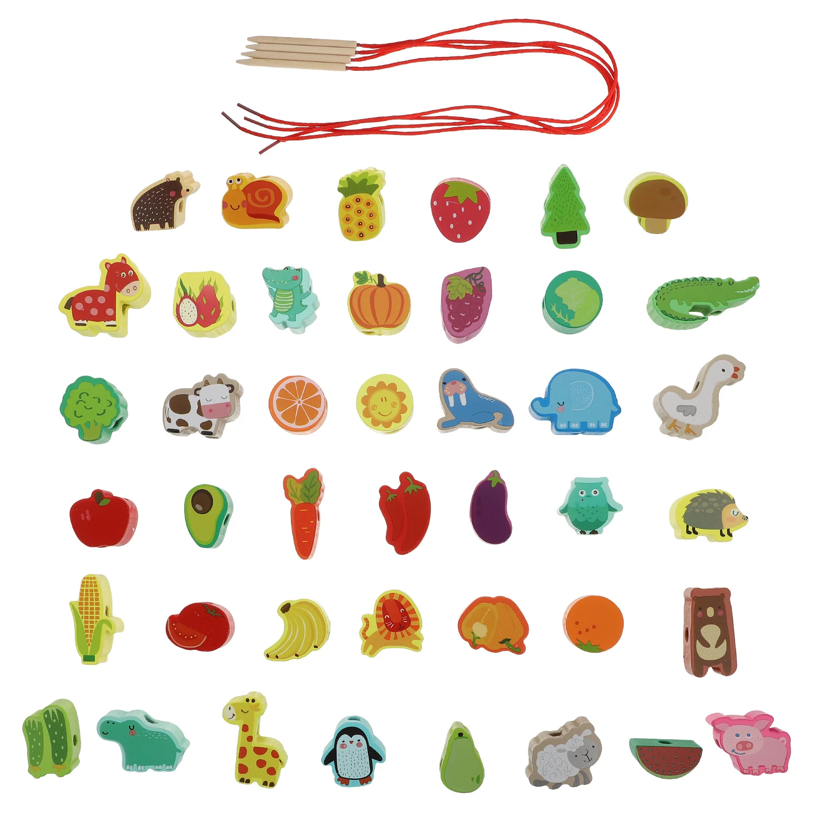 

Toys Wooden Threading Beads String Toy Lacing Montessori Educational Bead Boys Autism Early Puzzleskids Preschool Training Fruit