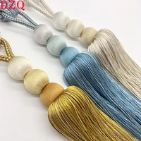2 pieces tricolor balls hanging belt ball brwonyellowblue color matching curtain tassel tieback curtain holder buckle a105