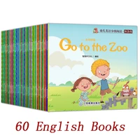 60 booksset english picture book children enlightenment baby kids learn words tales series educational reading libros chinese