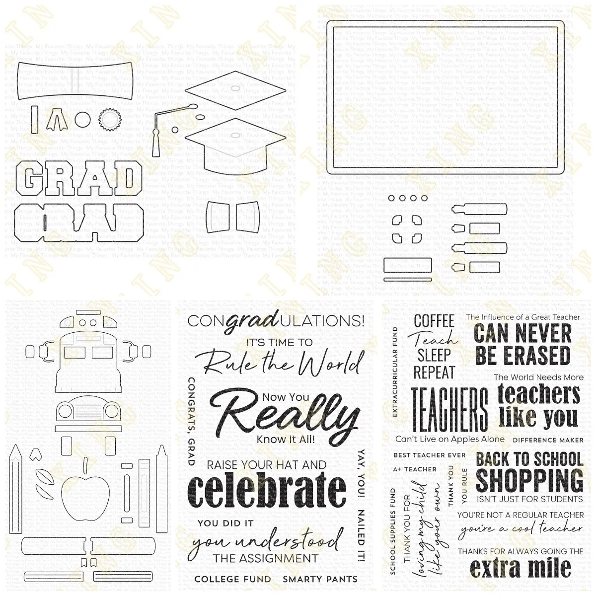 

Metal Cutting Dies Clear Stamps Scrapbooking New Make Photo Album Card DIY Paper Embossing Craft Iconic Grad School Sentimen