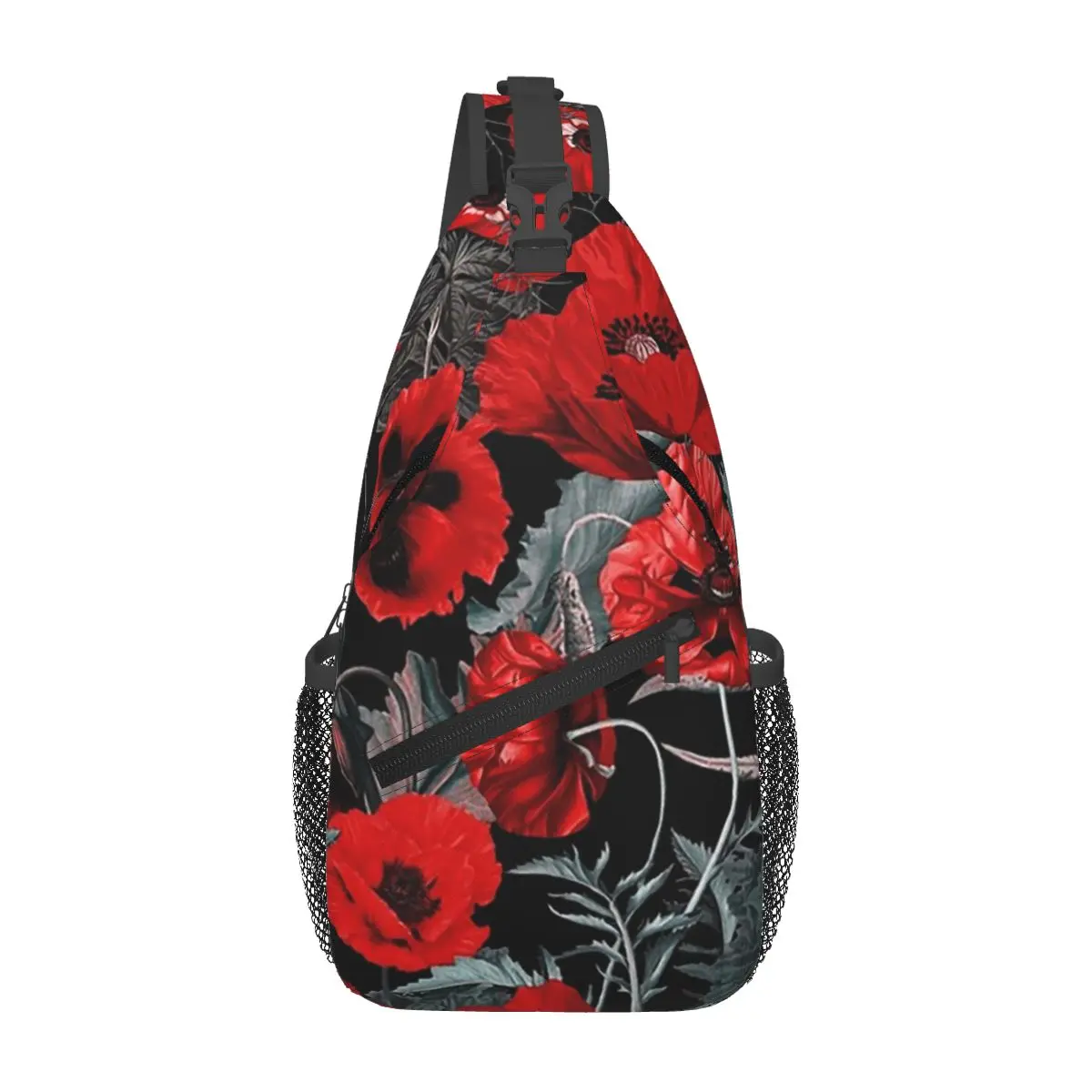 Poppy Gard Chest Bag Men Sling Crossbody Backpack Travel Hiking Daypack Shoulder