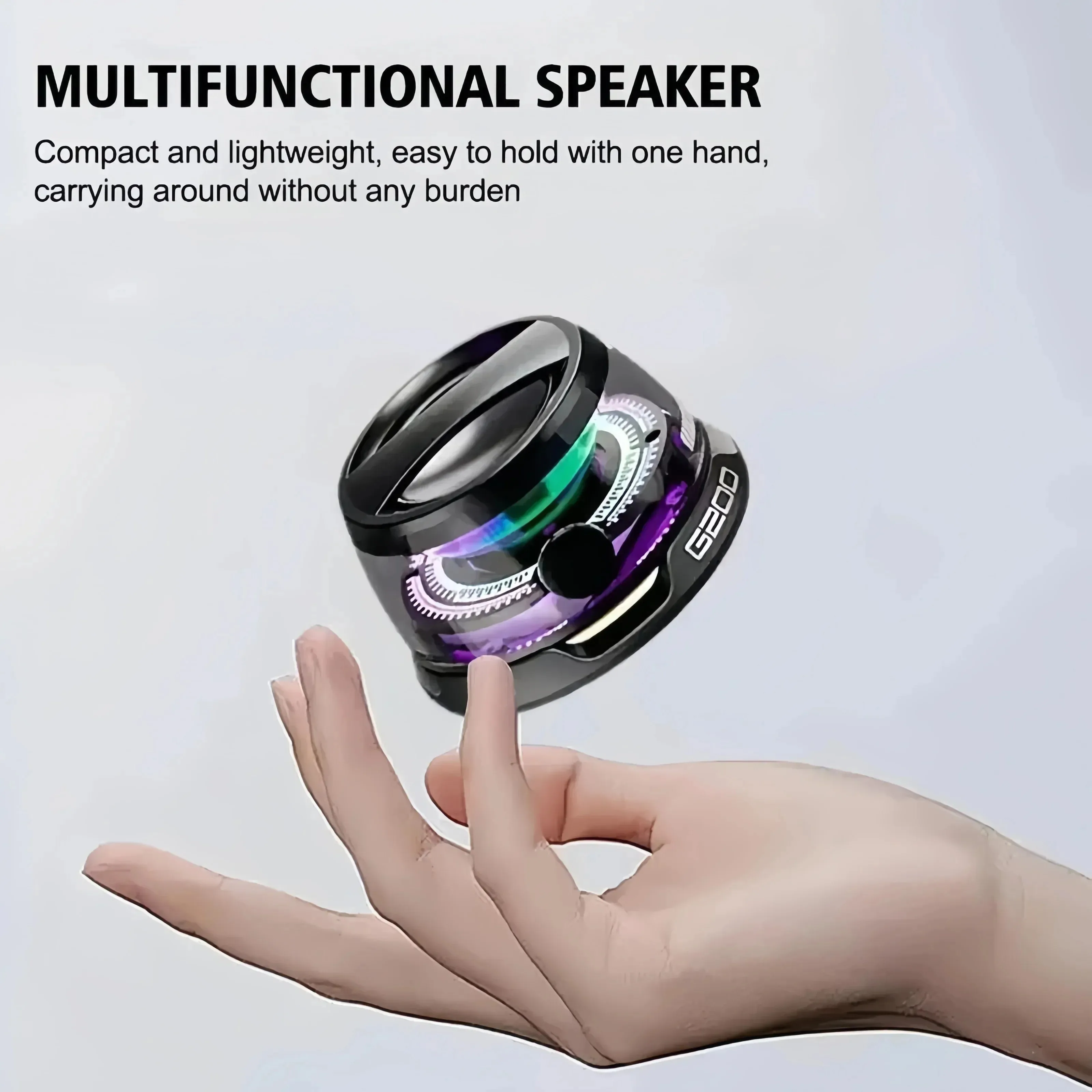 Фото Портативный уличный магнитный держатель для телефона, Bluetooth-динамик, мини-стереодинамик для путешествий со светодиодной цветной подсветкой, беспроводной громкоговоритель №5