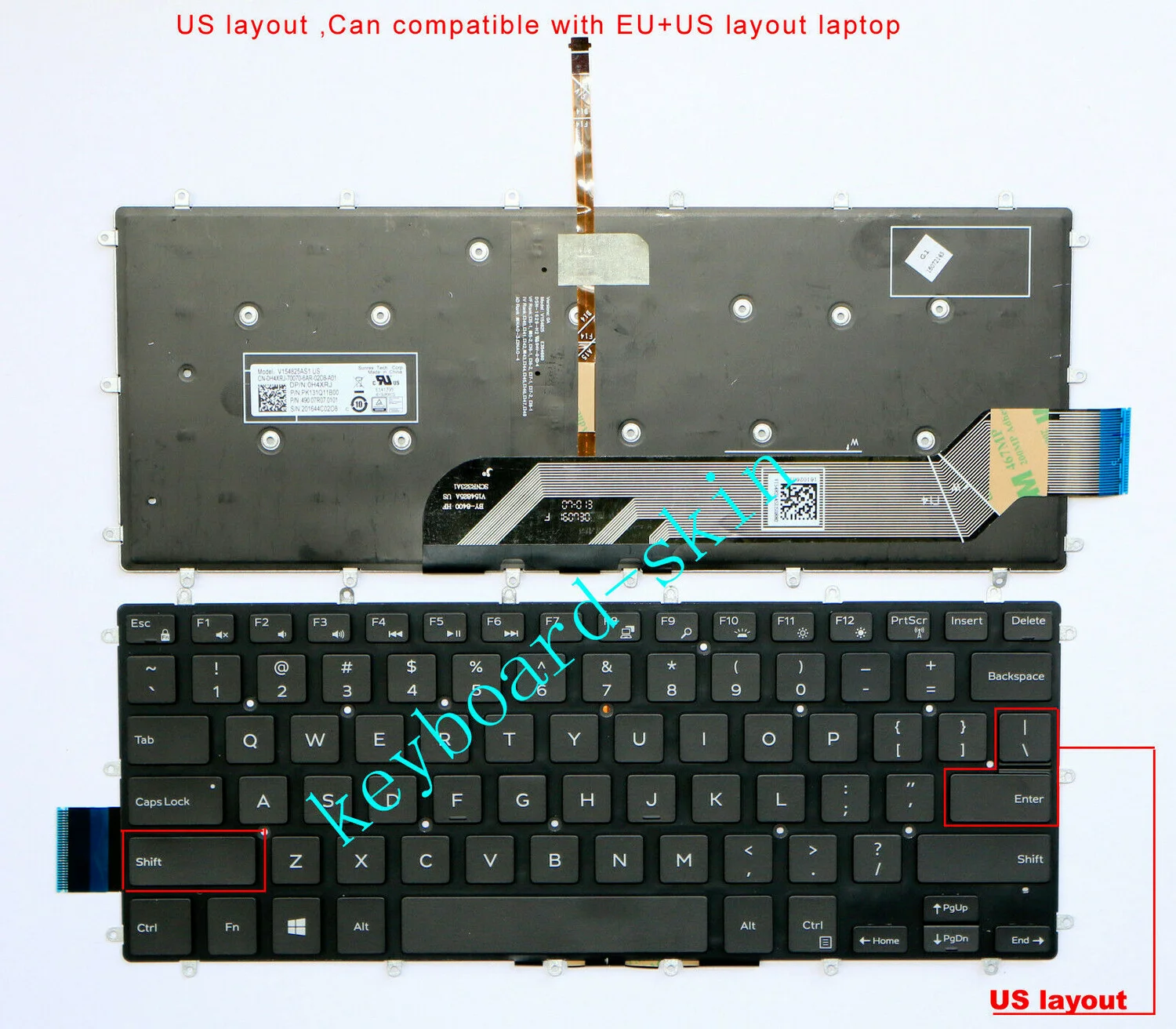 

Новая клавиатура США с подсветкой без рамки для ноутбука Dell Latitude 3379 3390 3490 Vostro 5370 5468 5471 P87G 3480 3481 3490 P89G