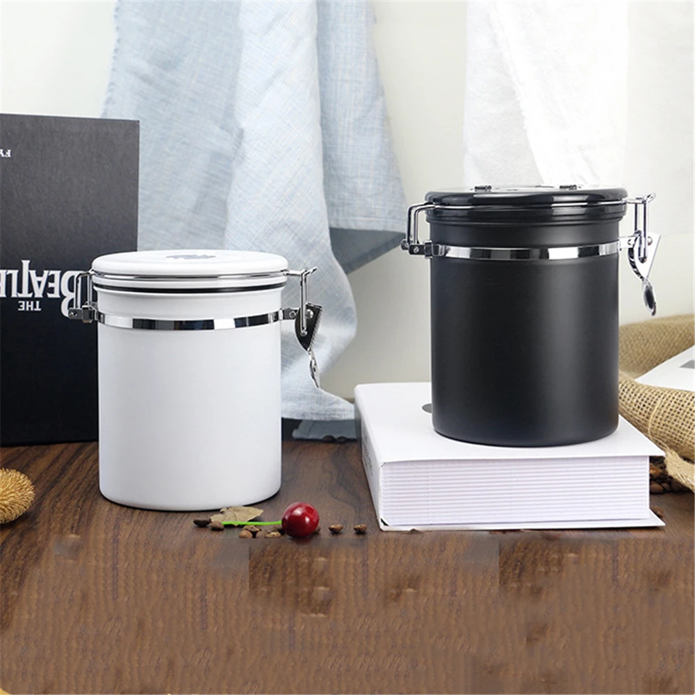 

1.5L Coffee Beans Sealed Can Stainless Steel Airtight Coffee Container Nut Tea Canister with Scoop for Kitchen Storage Tank