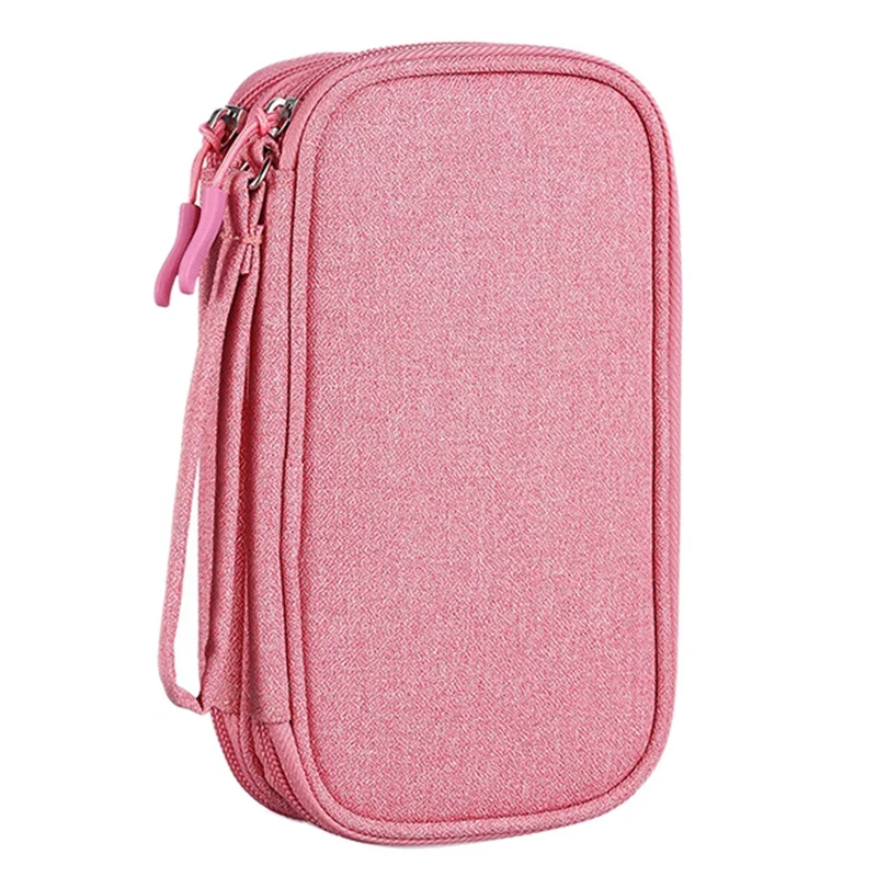 

Electronics Accessories Organizer Pouch Bag, For Power Adapter/Charger/Cables/Pens, Designed For School Girls(Pink)