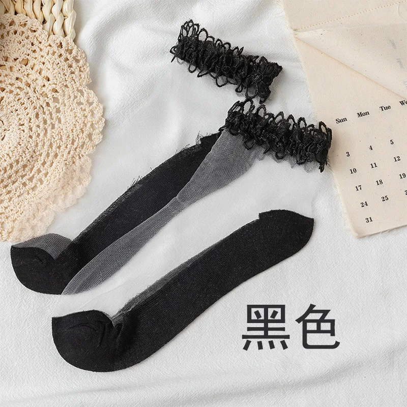 10pairs/Lot Women's Ultra-thin Stockingss Transparent Glass Silk Harajuku Stockings Elastic Short Socks New