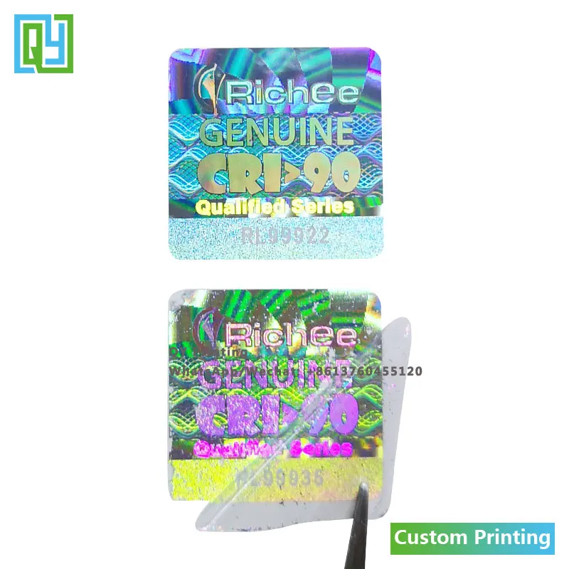 10000pcs 20x20mm Free Shipping Customize 3D Pattern Text Silver Holographic Stickers Serial Number Tamper Proof VOID Open Labels