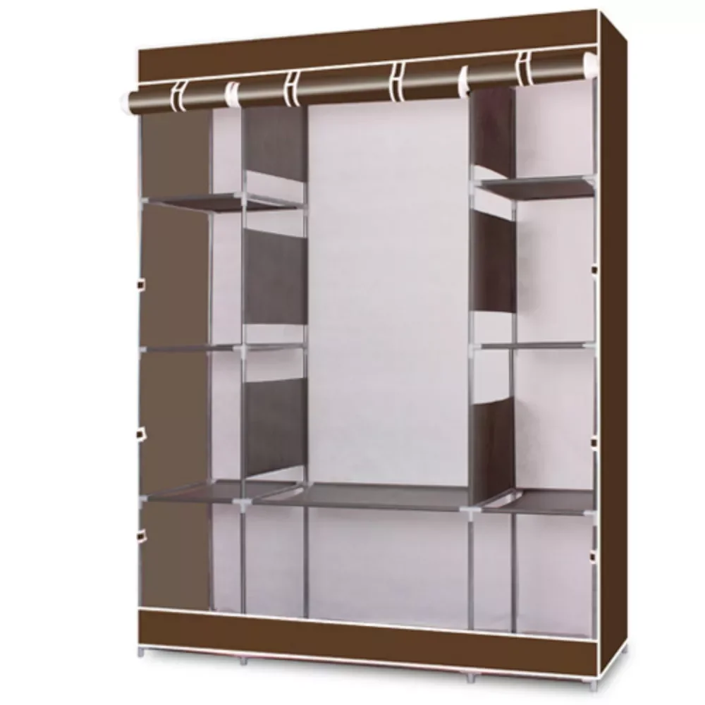 

Stylish Wardrobe Non-Woven Fabric 4-Layer 10 Lattices Coffee