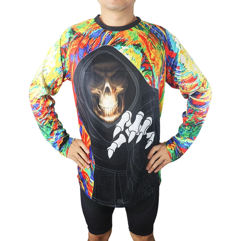 

Мужская футболка с длинным рукавом, с черепом, для езды на велосипеде