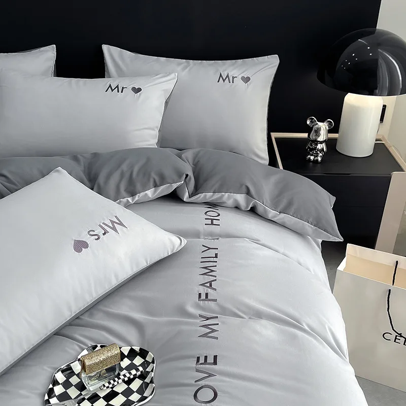 

Роскошный моющийся хлопковый комплект постельного белья в скандинавском стиле, двуспальная и двуспальная кровать с простыней, пододеяльником, наволочкой, простыней 1/2