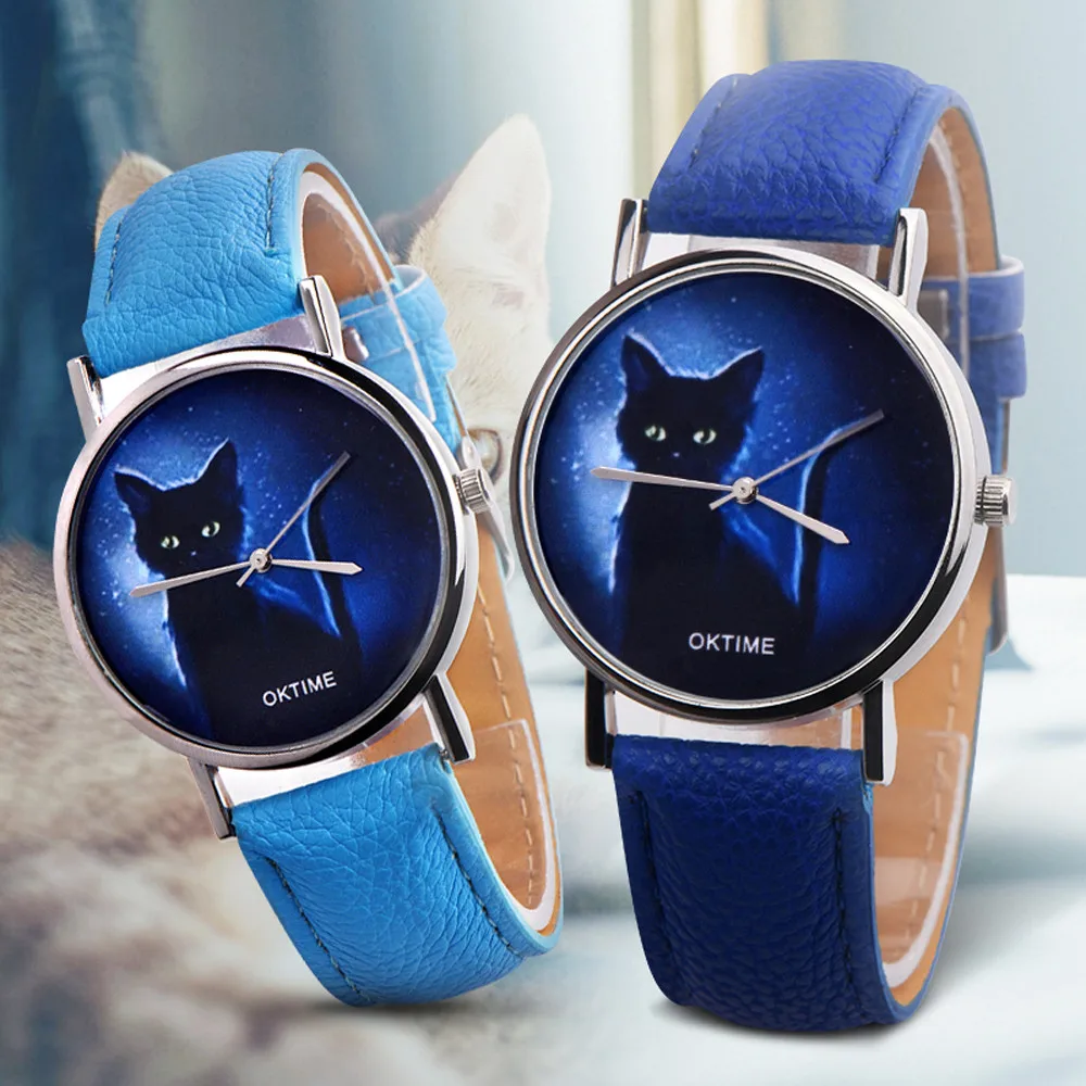

Womens Mysterious Black Cat Faux Leather Strap Quartz Wristwatches Pagani Design Automatic Digital Watches Women 2021 Relogio