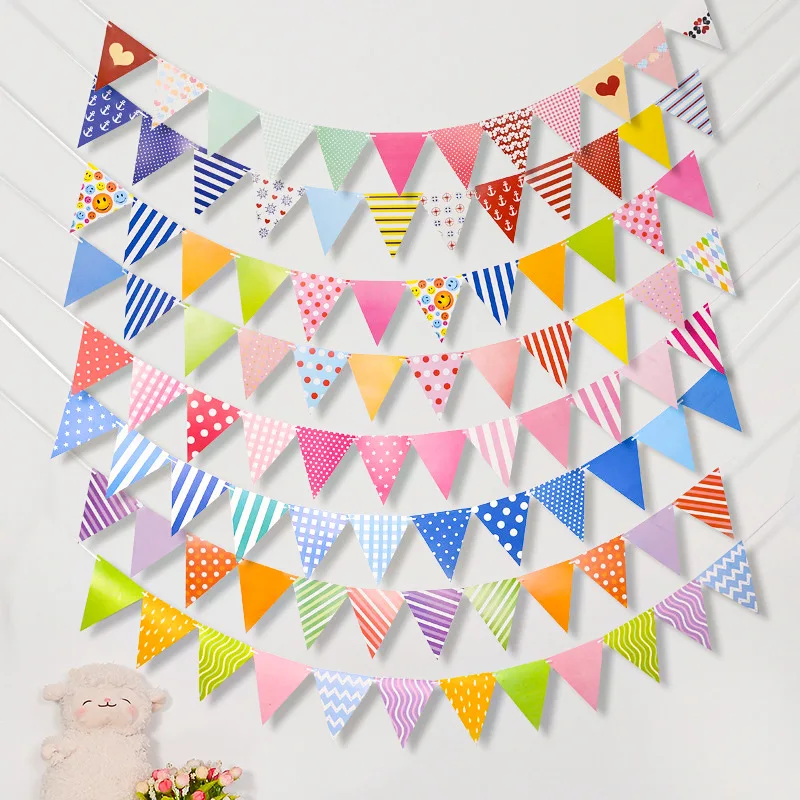 

5M Colored Banner Pennant Birthday Bunting Banner Wall Hanging Wedding HangingBanner Party Garland Home Decor
