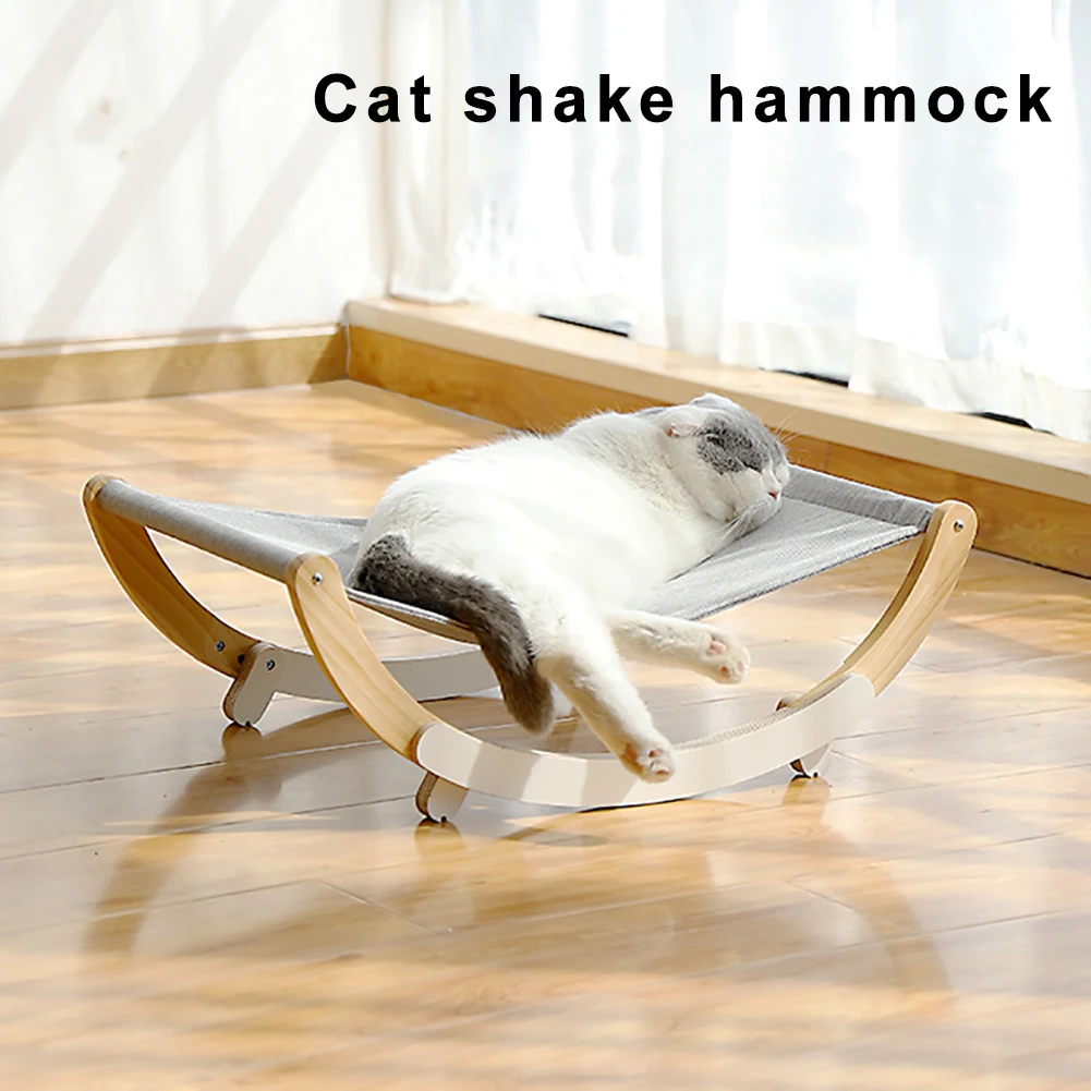 

Удобный гамак Sunny Cat, съемная кровать, шезлонг из массива дерева, прочная деревянная рама, кровать для маленьких собак, диван-коврик, кровать для домашних животных