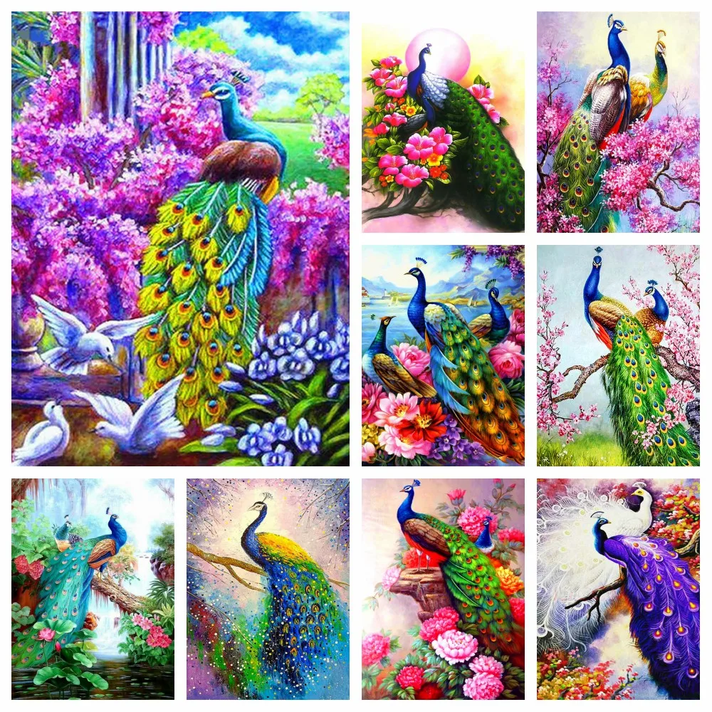 

5D DIY Diamond Painting Animal Peacock Picture Embroidery Cross Stitch Set Hand Inlaid Gifts Home Living Room Wall Decoration