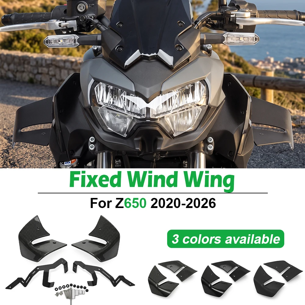 Фото Для мотоцикла KAWASAKI Z650 Z 650 2020-2026 2025 2024: Аэродинамические передние спойлеры, боковые фиксированные ветровые дефлекторы, винглеты №1