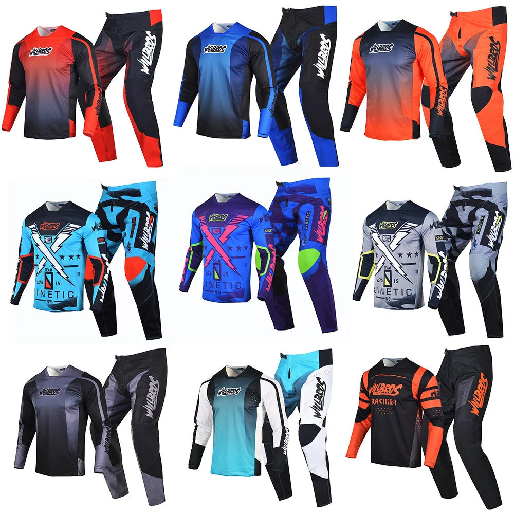 

Willbros MX Motocross Protective Jersey Pants Combo Dirt Bike Offroad Race Suit Enduro MTB BMX SX DH Cycling Outfit