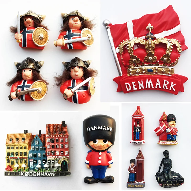 

Memorial Refrigerator Stickers Nordic Denmark Fridge Magnets Decorative Crafts Collection Gift Copenhagen Royal Crown Tourism