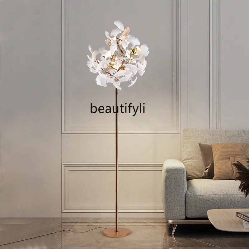 

zq French Floor Lamp Light Luxury Living Room Sofa Bedroom Bedside Lamp Decorative Lamp Ceramic Vertical Table Lamp