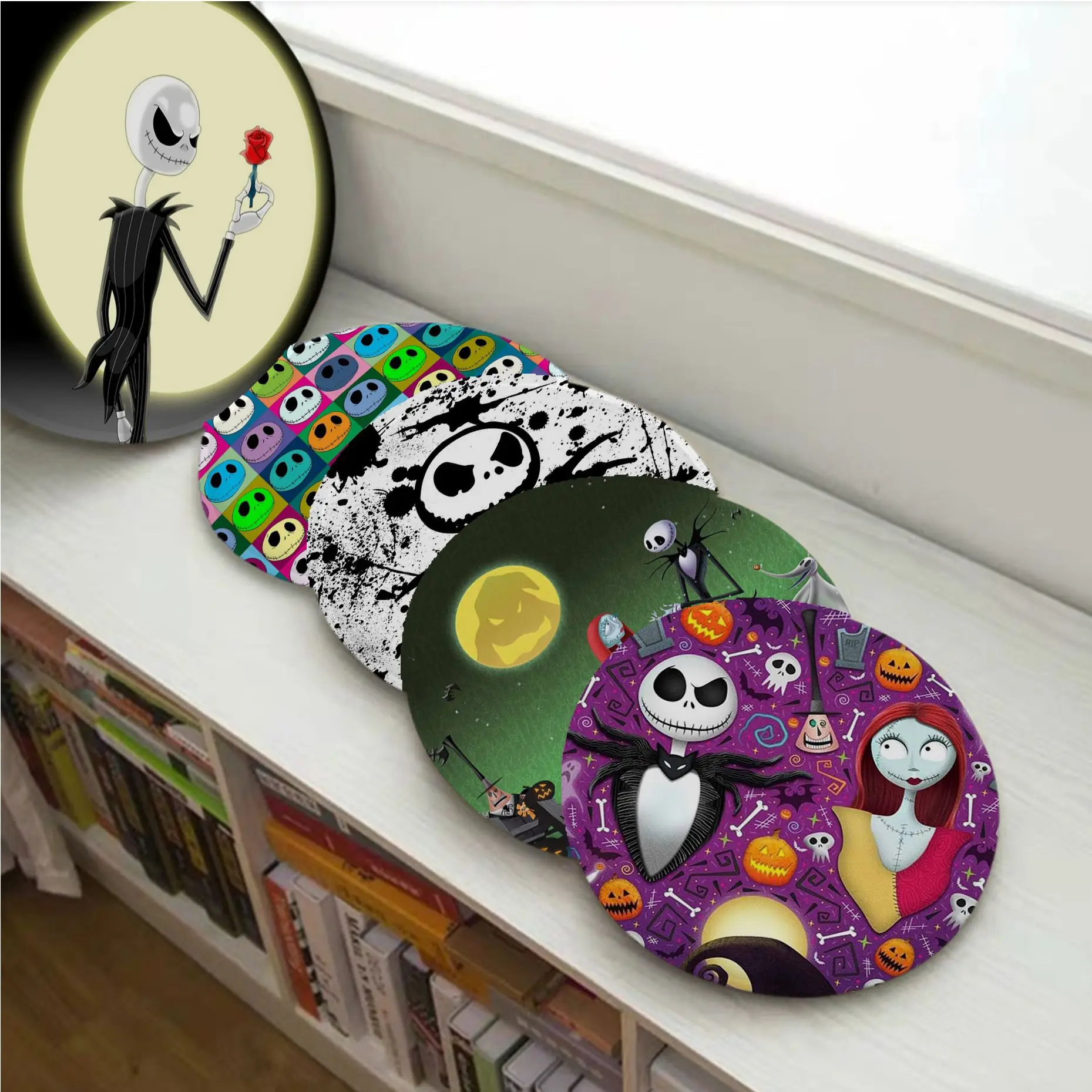 

Disney Jack Skellington Nightmare Four Seasons Stool Pad Patio Home Kitchen Office Chair Seat Cushion Pads Sofa Seat Pad