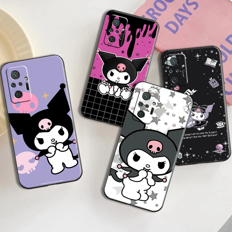 

Cartoon Kuromi Phone Case For Xiaomi Redmi Note 9 7 7A 9T 9A 9C 9S 9 8 Pro 8T 8 2021 5G Coque Black Carcasa Soft Back