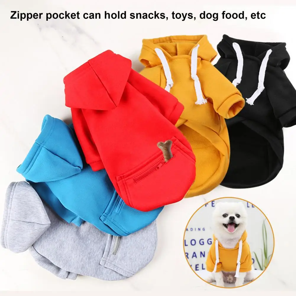 

Dog Coat Stylish Pullover Pet Hoodie with Zipper Pocket Polyester Pet Hoodie