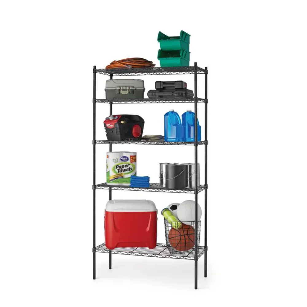 

5 Tier Wire Shelf Unit Black, 1750 Lb Capacity，Strong and Durable，16.00 X 36.00 X 72.00 Inches