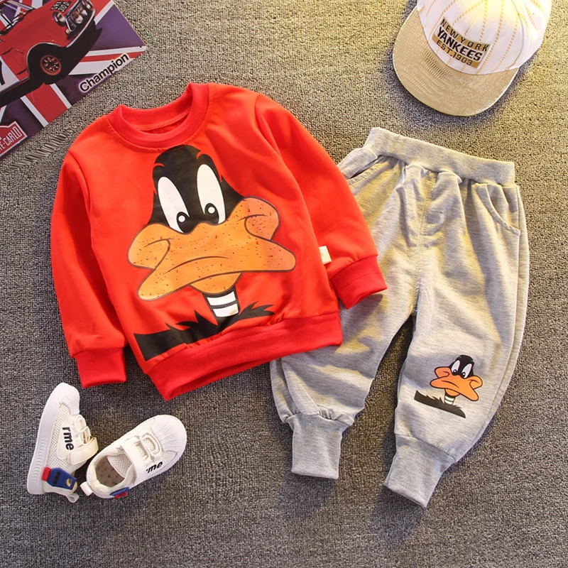 

Hibobi Clothes Sets 2-piece Cartoon Design Duck Sweatshirts & Pants for Toddler Boy