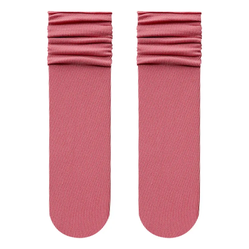 5 pairs Ice Socks Women's Mid Tube Stockings Summer Thin Internet Celebrity White Velvet Ice Silk Summer Long Bunching Socks