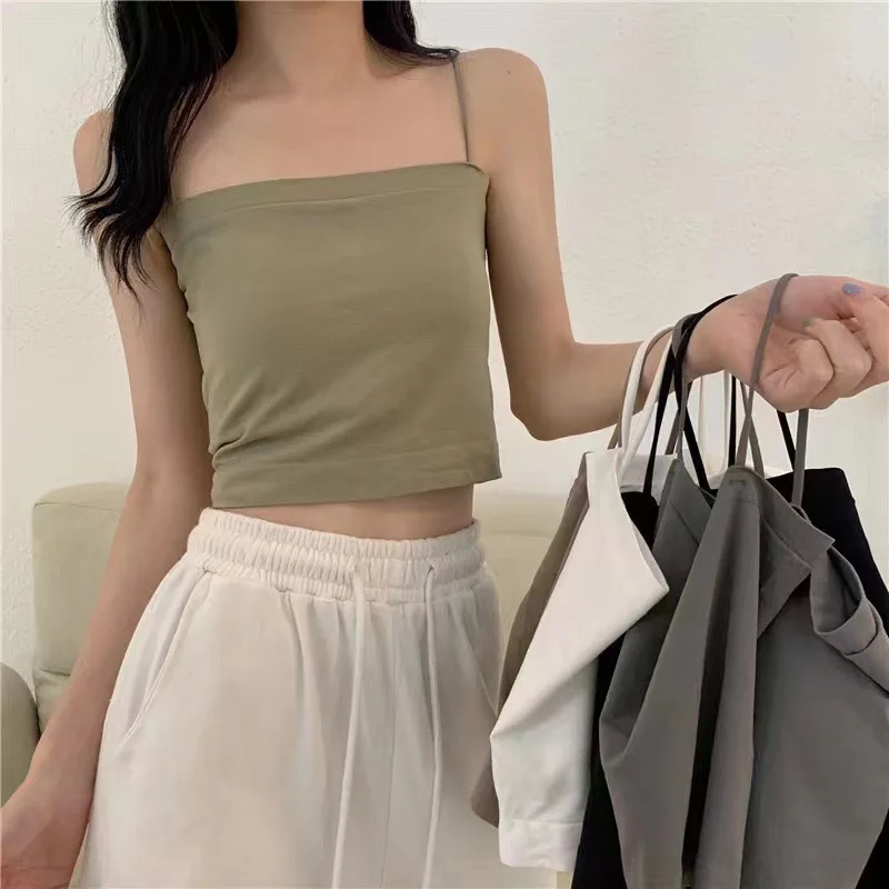 

NEW 2023Camisole Women's Sensual Backless Navel Bra Tube Top Tops with Chest Pads Outer Wear Fashion Casual Anti-Small Underwear
