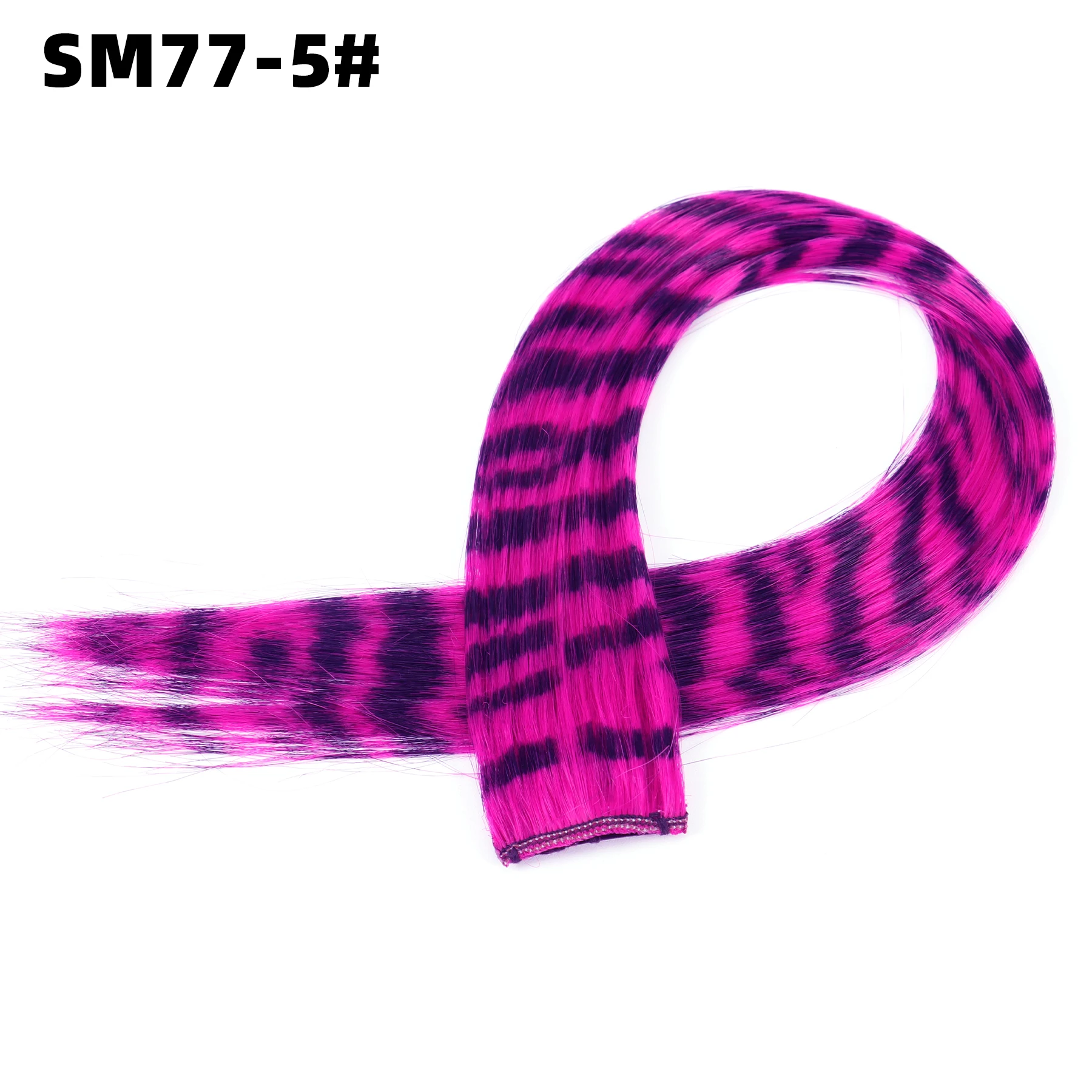 Synthetic Feather Hair Extension Piece One-card leopard Print Wig Colorful Silk Hanging Ear Dyed long Straight Hair Cushion