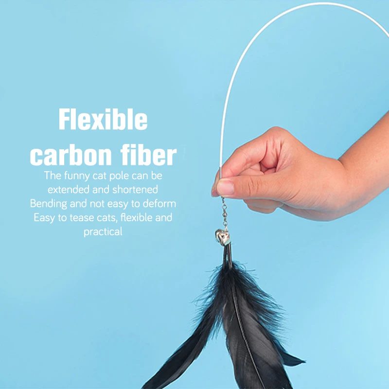 

Fishing Rod Type Cat Solid Wood Feather Teaser Wands Interactive Retractable Fishing Pole Wand