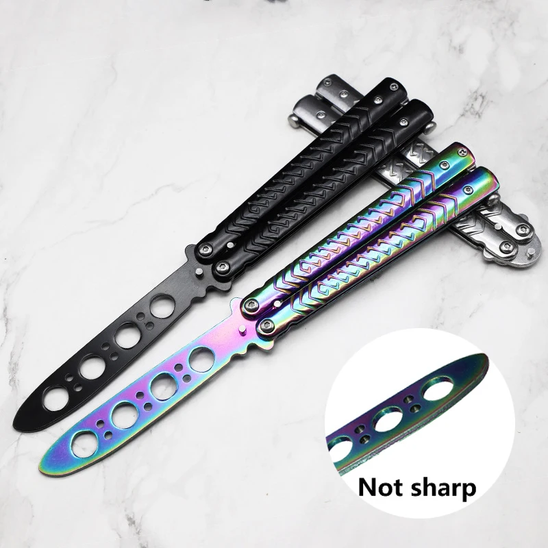 

CAMPMORE Folding Butterfly Knife Training Balisong Trainer Portable No Sharp Practice Flipping Game Knife for Kids