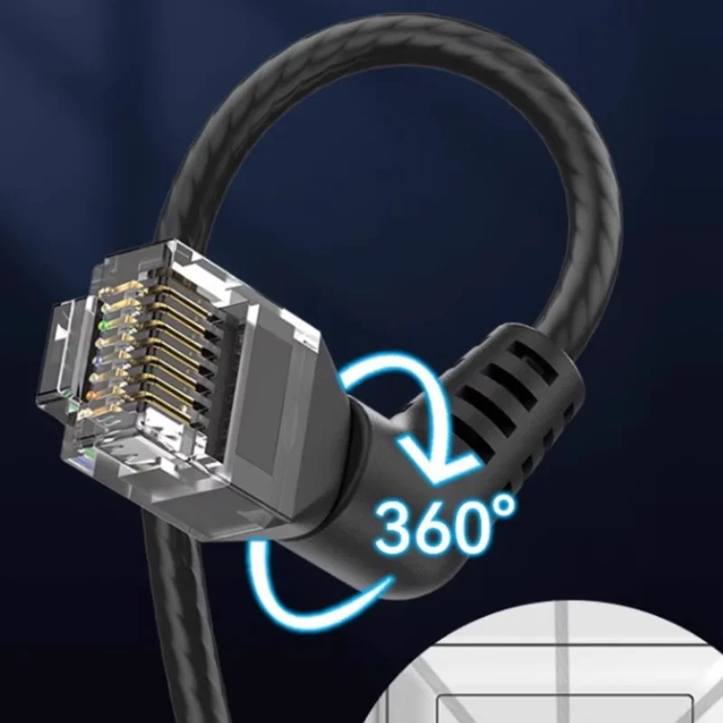 Фото Ethernet-кабель CAT6A UTP с черепом, 360° °   Сетевой кабель локальной сети Cat6A с поворотным разъемом RJ45, патч-корд 32AWG, 10 Гбит/с, 500 МГц №2