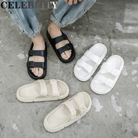 thick sole cloud slippers mens ladies pillow sandals summer outdoor beach shoes buckle home bathroom flip flops 2022