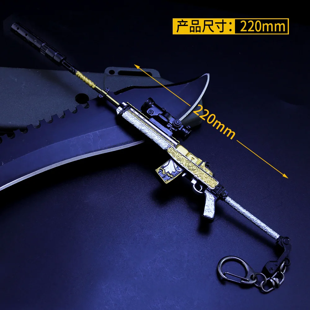 17cm Mini-14 Light Sniper Rifle Metal Gun Miniatures PUBG Game Peripheral 1/6 US Soldier Weapons Equipment Military War Keychain - купить по
