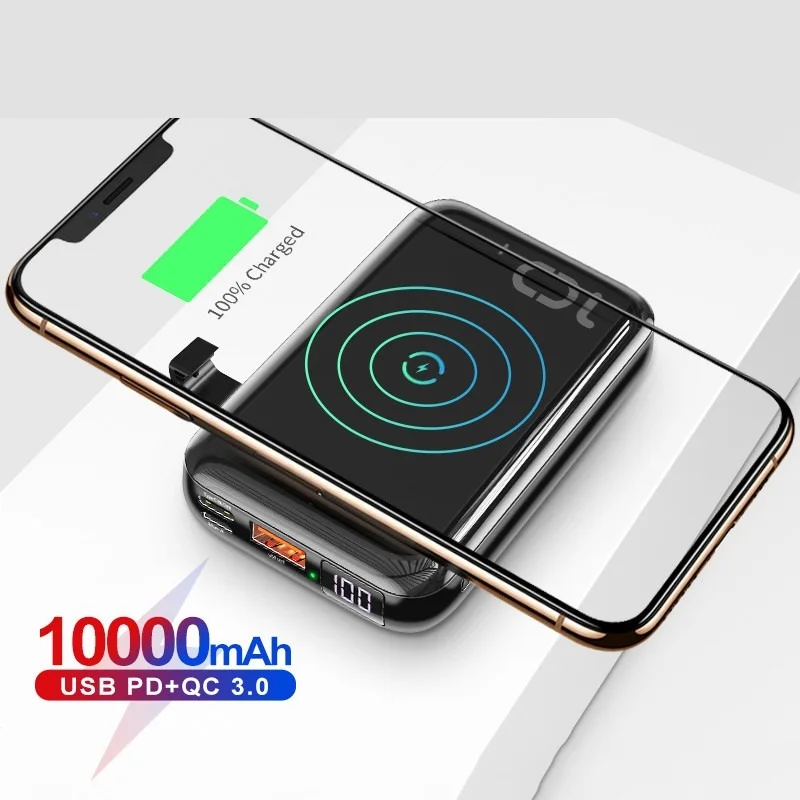 

Внешний аккумулятор с беспроводной зарядкой Qi, 10000 мАч