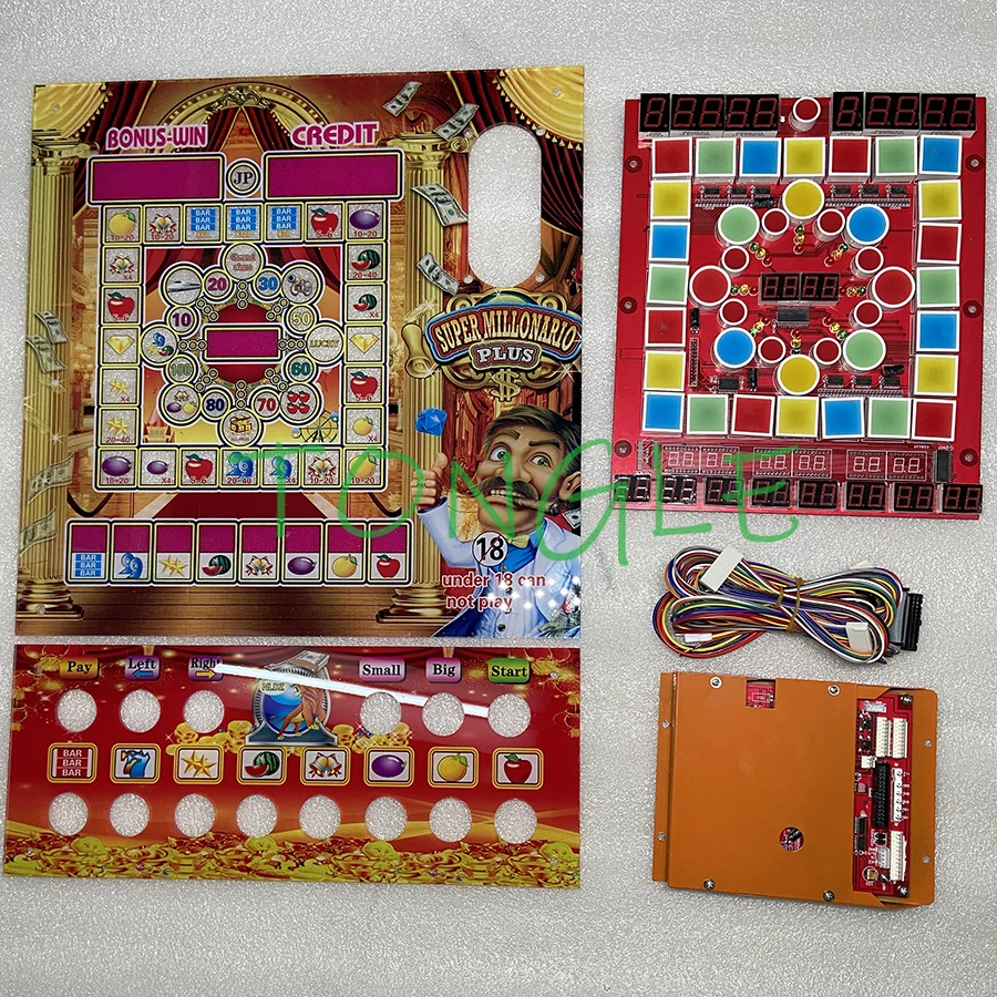 

Casino Game Board Mario Slot PCB Super Millonairo with Acrylic Wiring Harness for DIY Arcade Coin Operated Gambling Machine Kit