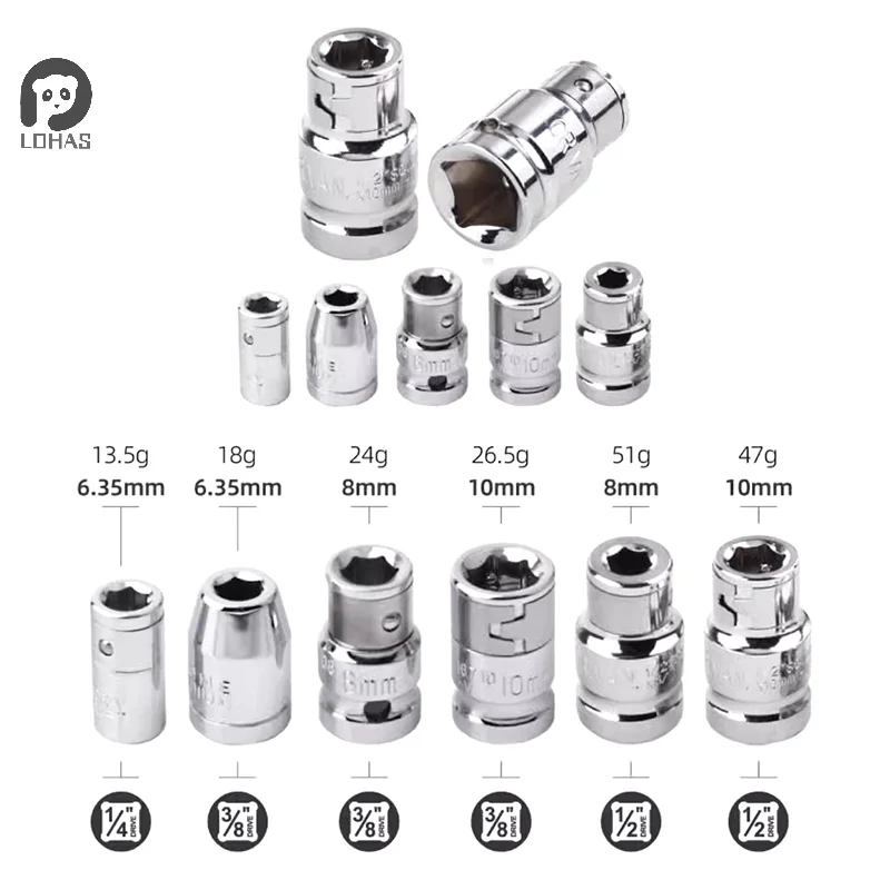 Адаптер для розетки с храповым механизмом 1/2/8/10 мм